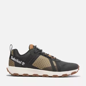 Basket basse imperméable à lacets Winsor pour homme en beige et vert